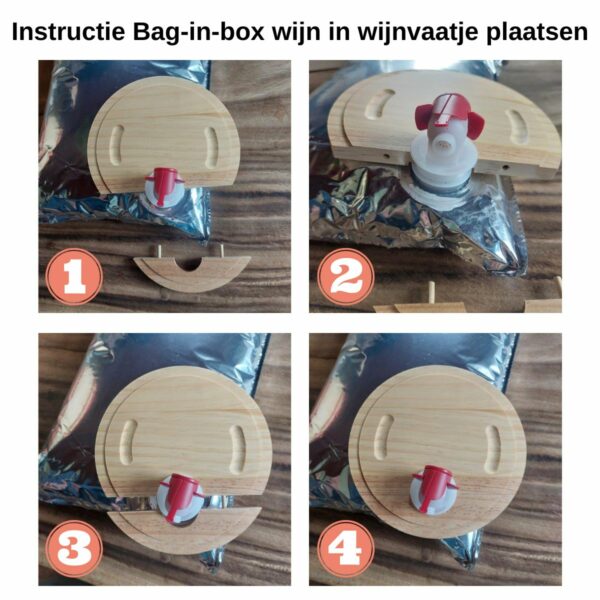 Instructie bag in box wijn in wijnvaatje plaatsen