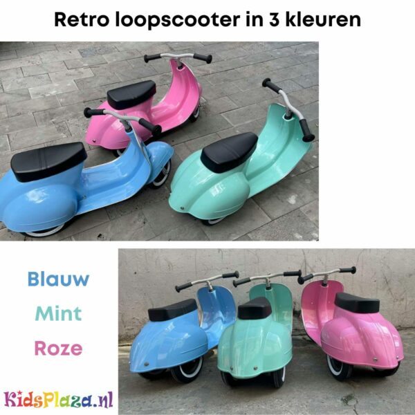 Loopscooter vespa retro loopfiets 3 wielen loopmotor Ambosstoys Primo