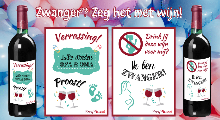wijnetiket aankondiging zwangerschap