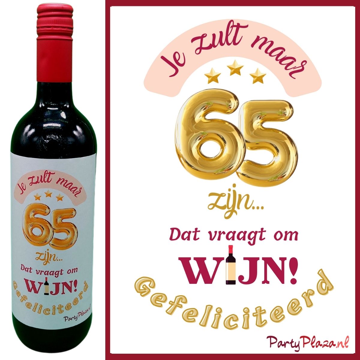 Spreek luid fundament Martelaar Wijnetiket Verjaardag 65 jaar - Wijn cadeau voor 65-jarige