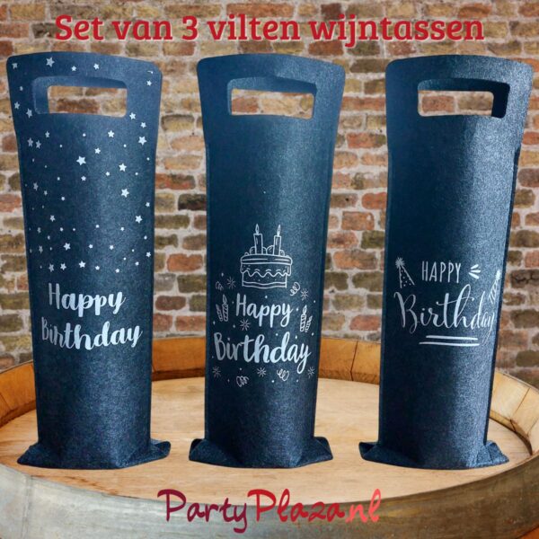 wijntas vilt happy birthday