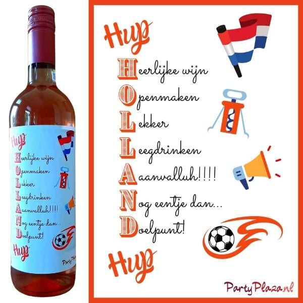 shop5652100.pictures.Etiket wijn wijnfles Hup Holland Hup EK Voetbal Nederland Oranje 1
