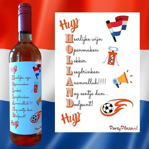 shop5652100.pictures.Etiket wijn wijnfles Hup Holland Hup EK Voetbal Nederland Oranje 2