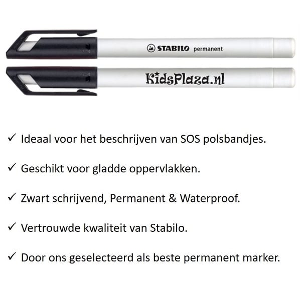 Permanent marker - Waterproof - Watervaste pen - Stabilo Zwart