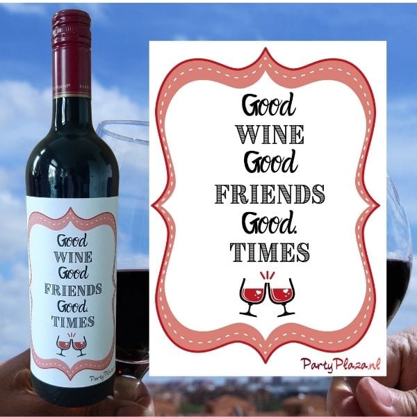 shop5652100.pictures.Wijnetiket Good Wine Good Friends Good Times 2